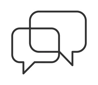 Minimalist outline vector icon of overlapping speech bubbles, symbolizing mod Stock Illustration