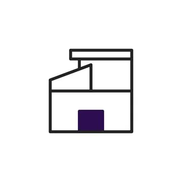 Minimalist outlined representation of a modern geometric building with a di.. Ilustración de archivo