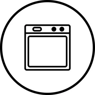 Minimalist oven icon design inside a circle for kitchen appliance represent.. イラスト素材