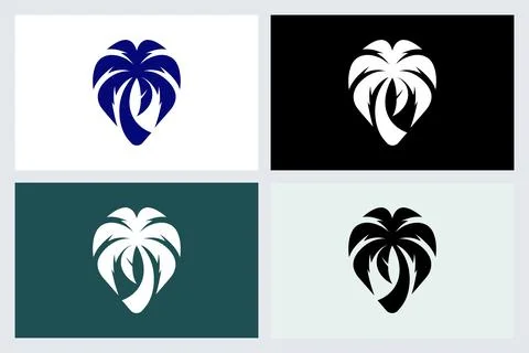 Minimalist Palm Tree Logo Design Set (1) Stock Illustration