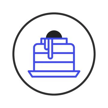 Minimalist pancake stack with dark syrup in circular emblem invites a scrum.. Stock Illustration