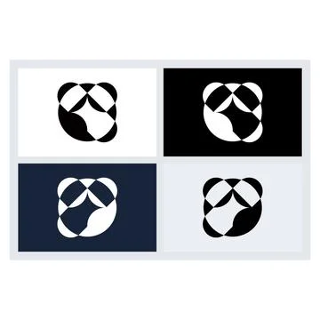 Minimalist Panda Bear Logo Design Set Stock Illustration