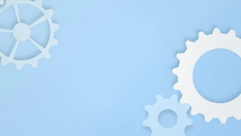 Minimalist paper cut gear cogs rotating seamless loop motion Stock Footage 345601072