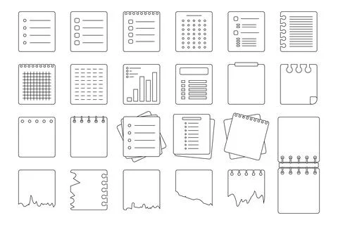 Minimalist paper note memo frame set, notebook task list and planning sticker Stock-Illustration