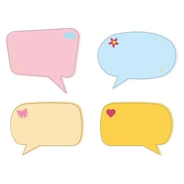 Minimalist Pastel Color Message Bubble Template with Dashed Line Border Illustration
