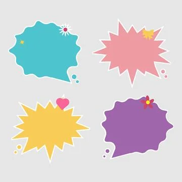 Minimalist Pastel Color Message Bubble Template with Dashed Line Border Illustration