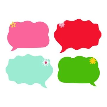 Minimalist Pastel Color Message Bubble Template with Dashed Line Border Illustration