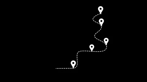 Minimalist Path with Location Markers Animation Stock Footage 320731676