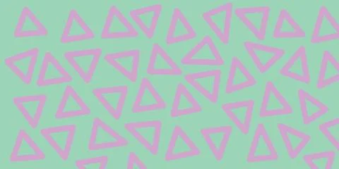 Minimalist pattern background with purple triangle outlines on green. Stockillustratie