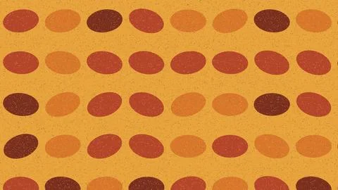 Minimalist pattern of brown oval shapes on mustard background illustration Stock Illustration