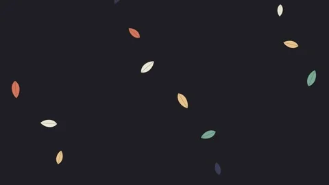 Minimalist pattern of colorful falling leaves on a solid black background Stock Footage 339618524