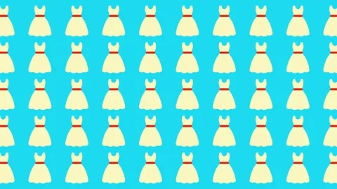 Minimalist Pattern of Cream Dresses with Red Belts on Blue Background Stock Footage 344875307