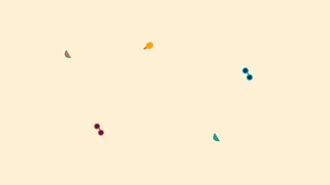 Minimalist pattern design featuring scattered summer themed seasonal icons Stock Footage 336263294