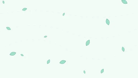 Minimalist pattern featuring scattered light green leaves on a white backgrou Stock Footage 338309468