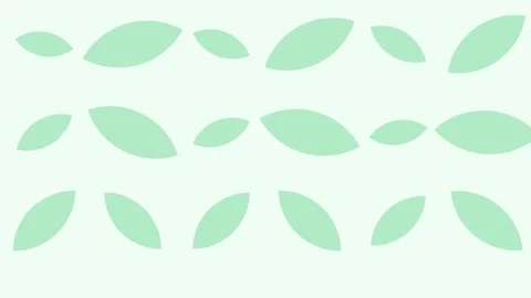 Minimalist pattern featuring soft mint green leaf shapes on white background Video stock 335117698