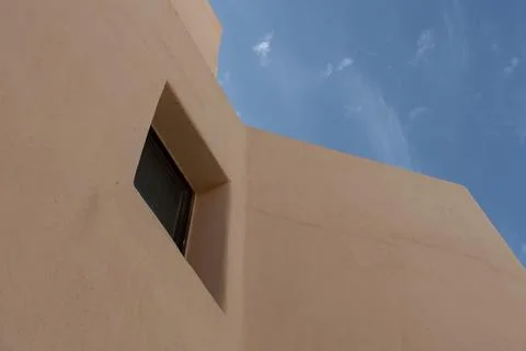 Minimalist Peach Architecture with Deep Window Recess at Mina District, Old.. Stock Photos