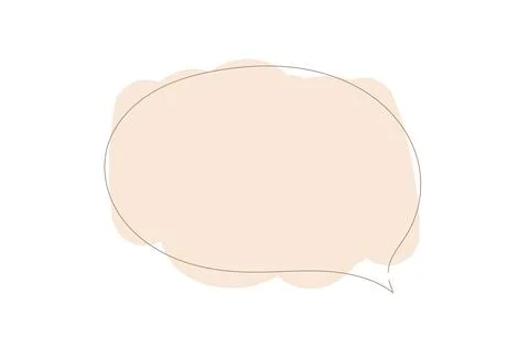Minimalist peach speech bubble with a thin dark outline on transparent Stock Illustration