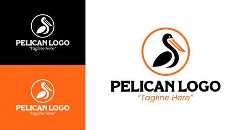 Minimalist Pelican Logo with Circle Element Stock Illustration