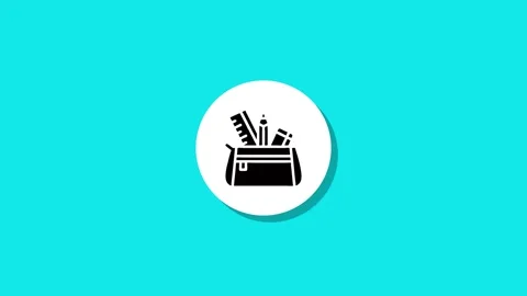 Minimalist pencil case icon animation on bright turquoise background with s.. Stock Footage 327762523