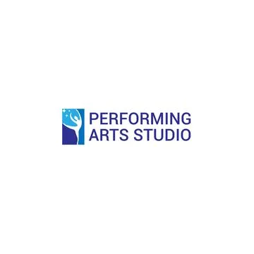 Minimalist PERFORMING ARTS STUDIO logo design Stock Illustration