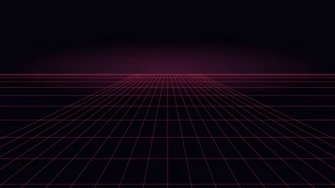 A minimalist perspective grid with glowing red lines on a deep black backgrou Stockbeeldmateriaal 338310874