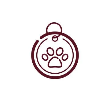 Minimalist pet ID tag vector icon for dog care store and safety Ilustración de archivo