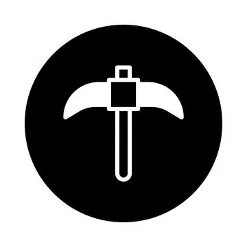 Minimalist pickaxe symbol design suitable for icons logo and game assets in.. Illustrazione stock