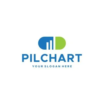 Minimalist PILCHART capsule medicine logo design Stock Illustration