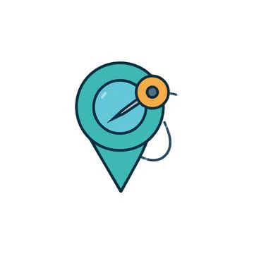 Minimalist pin map icon with compass needle providing direction for adventu.. Stock Illustration