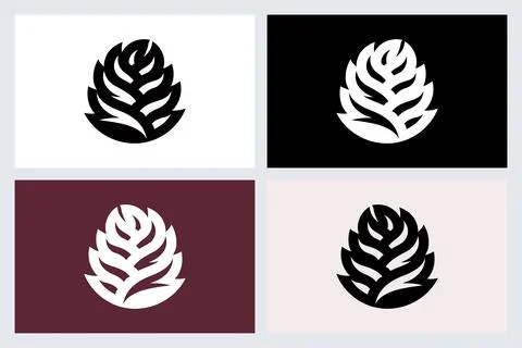Minimalist Pine Cone Logo Icon Set Stock Illustration