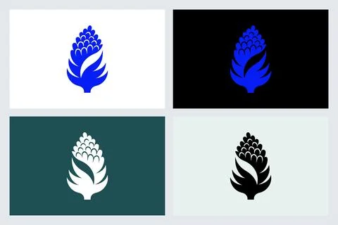 Minimalist Pine Cone Logo Vector Set Stock Illustration