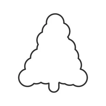 Minimalist pine tree line art icon representing winter nature and festive hol Stock Illustration