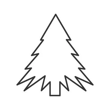 This minimalist pine tree line icon represents nature, winter, and Christmas  Stock Illustration