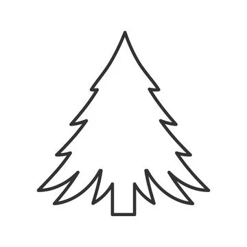 Minimalist pine tree outline vector icon. A simple, clean Christmas fir tree  Stock Illustration