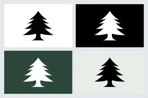 Minimalist Pine Tree Vector Icons Set Stock Illustration