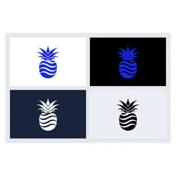 Minimalist Pineapple Logo Icon Set Stock Illustration