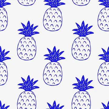 Minimalist pineapple pattern in bold blue Stock Illustration
