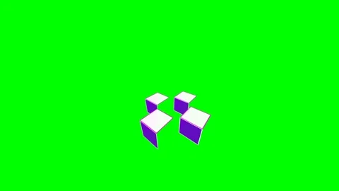 Minimalist pink and white cube elements floating on a vibrant green backgroun Stock Footage 340903359