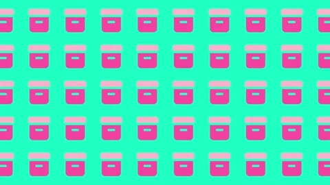 Minimalist Pink Box Container Pattern on Cyan Background for 2025 Trends Stock Footage 344909281