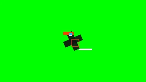 Minimalist pixel art character design against a solid green screen background Stock Footage 340904454