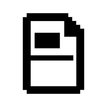 Minimalist Pixel Document Icon. Retro black and white file symbol Stock Illustration