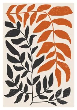 Minimalist poster with abstract art leaf composition Stock Illustration