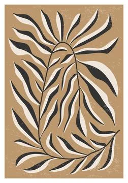 Minimalist poster with abstract art leaf composition Stock Illustration
