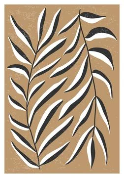 Minimalist poster with abstract art leaf composition Stock Illustration