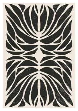 Minimalist poster with abstract art leaf composition Stock Illustration
