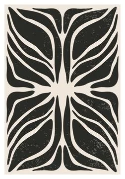 Minimalist poster with abstract art leaf composition Stock Illustration