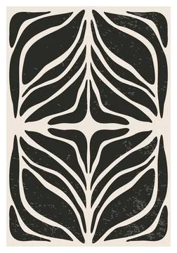 Minimalist poster with abstract art leaf composition Stock Illustration