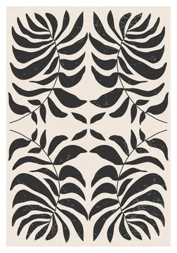 Minimalist poster with abstract art leaf composition Stock Illustration