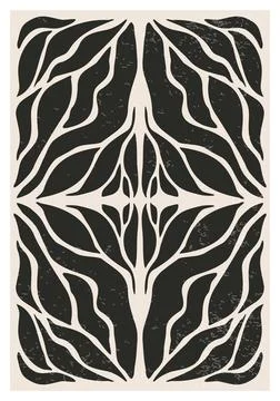 Minimalist poster with abstract art leaf composition Stock Illustration