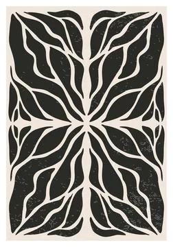 Minimalist poster with abstract art leaf composition Stock Illustration